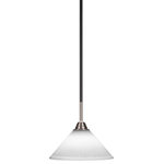 Toltec Lighting - Paramount Mini Pendant, Matte Black & Brushed Nickel, 10" White Muslin - Enhance your space with the Paramount 1-Light Mini Pendant. Installation is a breeze - simply connect it to a 120 volt power supply and enjoy. Achieve the perfect ambiance with its dimmable lighting feature (dimmer not included). This pendant is energy-efficient and LED-compatible, providing you with long-lasting illumination. It offers versatile lighting options, as it is compatible with standard medium base bulbs. The pendant's streamlined design, along with its durable glass shade, ensures even and delightful diffusion of light. Choose from multiple finish, color, and glass size variations to find the perfect match for your decor.