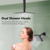 Dual Heads 12" Rain Shower Faucet with LCD Display 3 Function Shower System, Matte Black