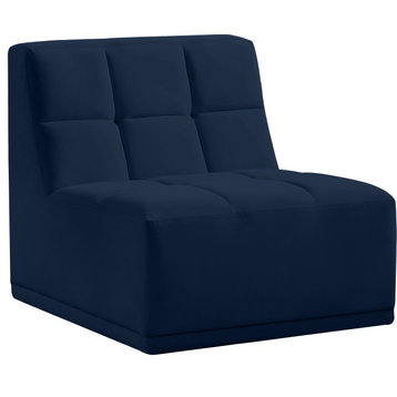 Relax Velvet Upholstered Armless Chair, Navy