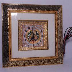 marble decoratives wall clock with led with wooden frame - Wall Clocks
