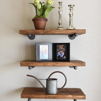 Teton Industrial Rustic Floating Shelf - Modern Farmhouse Shelf - Open Shelving