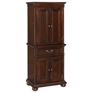 Bowery Hill Traditional 4 Shelves Wood Pantry in Dark Cherry