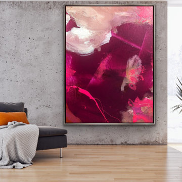 Rosy- Abstract Painting Original Contemporary pink Modern, Large minimal Artwork