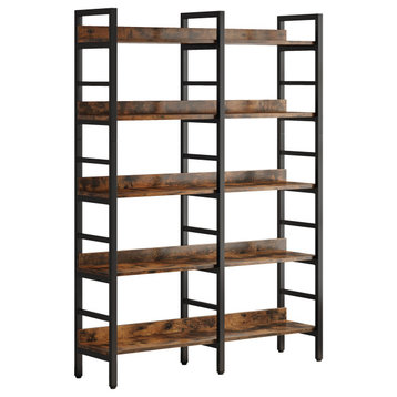Tribesigns 5-Tier Industrial Bookshelf, 71" Tall Etagere Bookcase, Brown