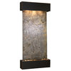 Cascade Springs Water Fountain, Green Featherstone, Blackened Copper, Square