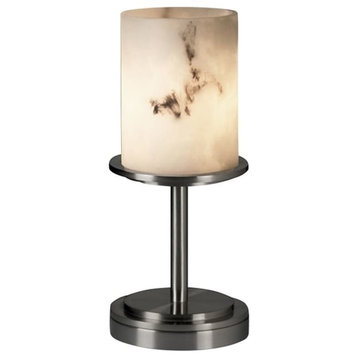 LumenAria Dakota Table Lamp, Short, Cylinder With Flat Rim, Brushed Nickel
