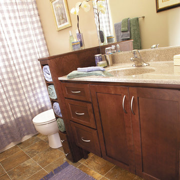 StarMark Cabinetry Bathroom in Cherry finished in Chestnut
