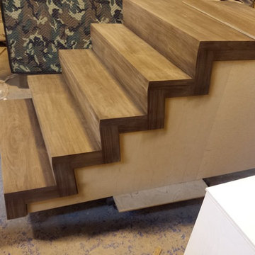 Custom walnut stairs & wet bar Soho- New York, NY