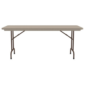 Correll 30"W x 60"D H-D Plastic Blow-Molded Folding Table in Mocha Brown