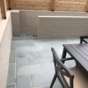 Thermal Blue Running Bond Pattern Flagstone with Border in Capital Hill, DC