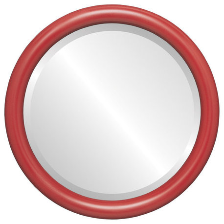 Pasadena Framed Round Mirror, Holiday Red, 25"x25"