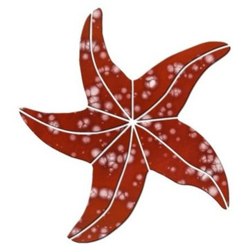 Small Starfish Ceramic Swimming Pool Mosaic 4", Red