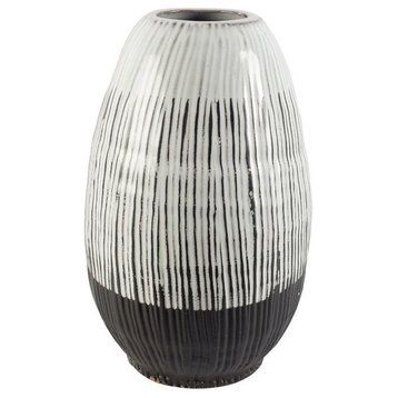 Tanami Dark Brown And White Ceramic Vase, Short