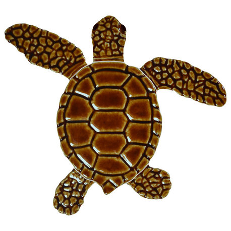 Mini Loggerhead Turtle Ceramic Swimming Pool Mosaic 4", Brown