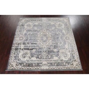 Grey Floral Medallion Transitional Turkish Rug Oriental Carpet 10x10
