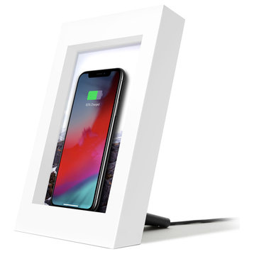 Picture Frame Stand With 10 W Qi Wireless Phone Charger, White
