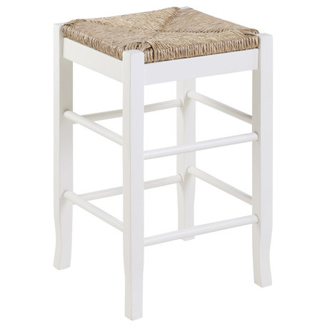 Square Rush Backless Counter Bar Stool, Cream