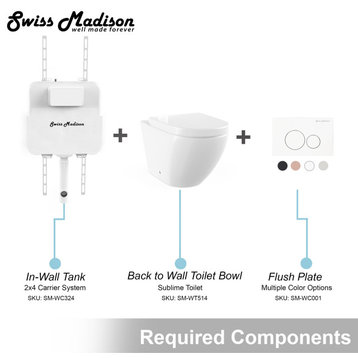 Swiss Madison SM-WT514 Dual Flush Wall Mount Elongated Toilet Bowl Only - White