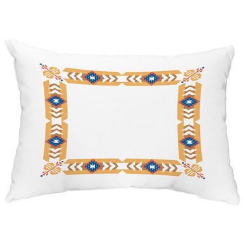 Jodhpur Border 14"x20" and Tan Decorative Geometric Outdoor Throw Pillow , Gold