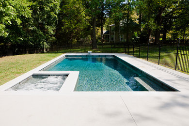 Hot tub - cottage backyard rectangular and concrete hot tub idea in Nashville