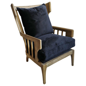 Wingback Navy Velvet Arm Chair