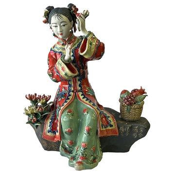 Chinese Oriental Porcelain Ancient Qing Style Dressing Lady Figure Hws2506