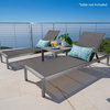 GDF Studio Crested Bay Outdoor Gray Aluminum Chaise Lounge, Grey/Dark Grey, Set of 2