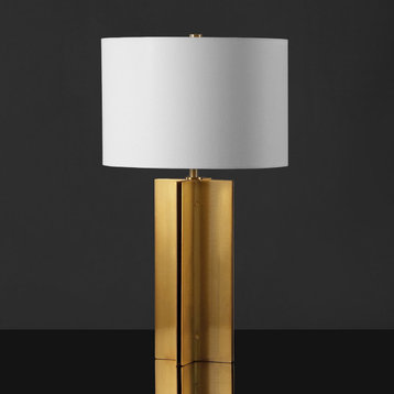 Safavieh Rollins Square Metal Table Lamp Gold/White