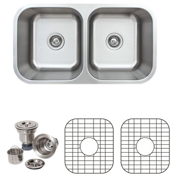 Wells Sinkware Equal Double Bowl Sink, 9 Inches Deep, Sink Package