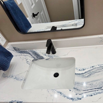 Navy and White Jack and Jill Bathroom