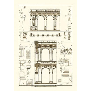 Porch of the Cathedral of Spoleto and Arcade from Palazzo Farnese- Canvas Poster