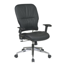 Black Managers Executive Leather Office Chair with Chrome Finish Base - Office Chairs