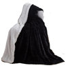 Zig Zag Embossed Faux Fur Sherpa Fleece Blanket, Black, 50"x60