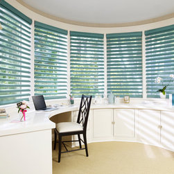 Transitional Turquoise Office Custom Window Window Shadings by Hunter Douglas - Window Treatments