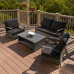 BELLADONNA RESIN WICKER 4-PIECE PATIO LOUNGE SET - Outdoor Lounge Sets