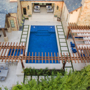 All Glass Tile Pool Renovation with Automatic Cover for Safety