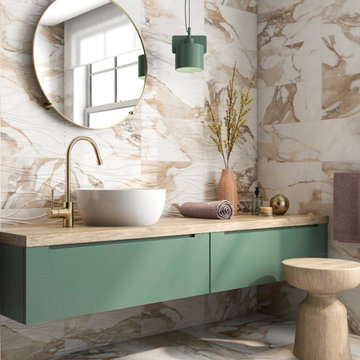 Valeria Gold Marble Effect Tiles for Bathroom & Kitchen Walls - Direct Tile Ware