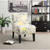ACME Ollano Fabric Accent Chair with Bike Pattern in Beige and Dark Brown