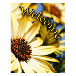 Flag Emotes - Double Sided Garden Flag, Sunflower Welcome - Flags And Flagpoles