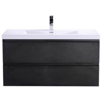 MOB 42" Wall Mounted Vanity With Reinforced Acrylic Sink, Black