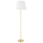 Mitzi by Hudson Valley Lighting - Demi 1-Light Floor Lamp Aged Brass - Dubbed the comeback queen, Demi brings pleats into the modern age, coupling the traditional motif with minimalist metalwork. The Demi collection is stacked, available as a wall sconce, pendant, linear light, table lamp, and floor lamp. Throughout the family, one detail that shines is the metal ring at the edges of the shade. Structural in nature, it becomes a decorative accent, finished in aged brass or soft black.