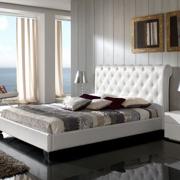 Modern White Leather Bed