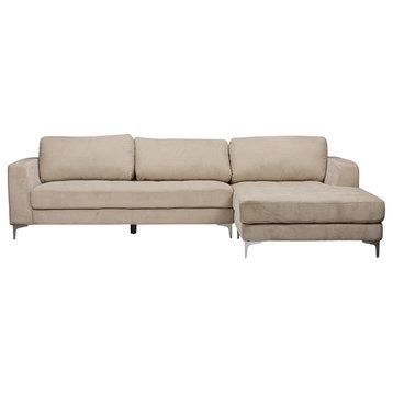 Agnew Contemporary Microfiber Right Facing Sectional Sofa, Light Beige