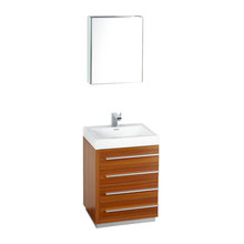Love the teak for guest bath, and walnut wood for master.