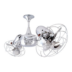 Duplo Dinamico Chrome  Dual Ceiling Fan Light with Metal Blades - Ceiling Fans