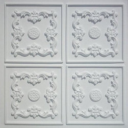 130 White Matte Faux Tin Ceiling Tile 24x24 - Le Chateau - Ceiling Tile