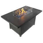 Kinger Home - 52" Outdoor Propane Gas Fire Pit Table With Rattan Wicker Finished - Transform your outdoor living area into a chic luxury getaway with the Kinger Home 52" Slate Grey Propane Fire Pit  Table! This gas fire pit table is sure to be the talk of your next backyard get-together. The frame of this patio fire table is made of an ultra-durable cast aluminum and the side panels are made from a fade-resistant rattan wicker. A PVC cover is included to help protect your fire pit from the elements while it is not in use. The tabletop is created with modern aluminum paneling and includes an optional aluminum fire pit lid if you want to use your gas fire pit as an outdoor table for dinner and cocktails. Decorative glass beads for the pit are included as a luxe detail that your guests are sure to notice in your fire table. The included glass wind guard can also be attached so that the flames stay contained to the patio fire pit, keeping you and your guests stay safe! Ignition is made easy with a push button ignition system and flame control is convenient with the round control dial. Burning at a toasty 50,000 BTU, this outdoor fire pit is smoke and ash-free for a more pleasant experience. All that’s needed is a standard 20 LB propane tank to be plugged into the slide-out tank holder and you’ll be ready to enjoy your outdoor fire pit table.