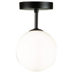 Artcraft - Comet LED Semi Flushmount, Semi Matte Black - The "Comet" collection single glass semi flushmount is finished in semi matte black. The glass is an opal white sphere shape. This fixture is illuminated by energy efficient G9 LED.