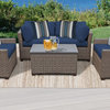 Monterey 5 Piece Outdoor Wicker Patio Furniture Set 05b, Navy