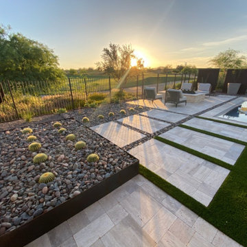 Silver Tumbled Travertine Pavers, Patio & Pool